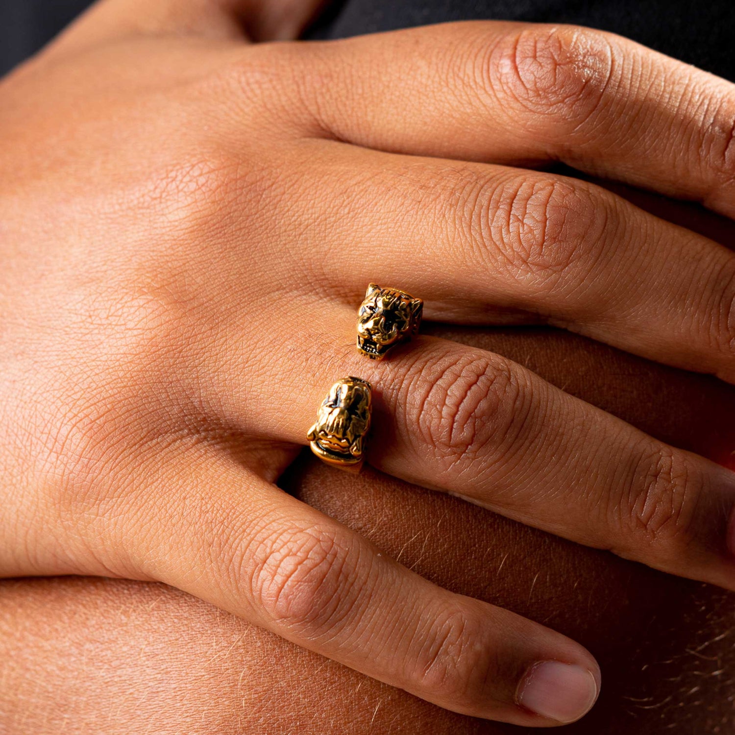 Cuff Ring met Tijgerkoppen