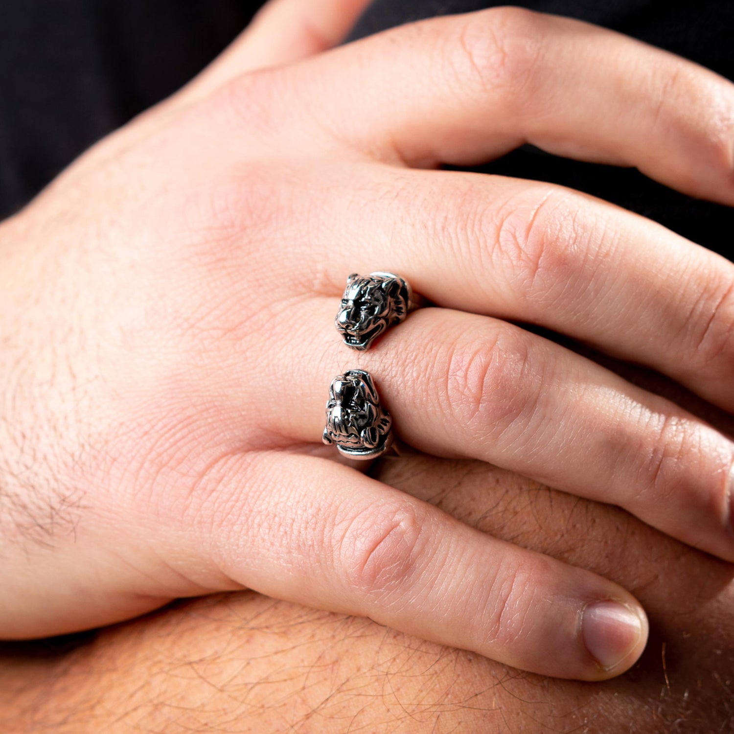 Cuff Ring met Tijgerkoppen