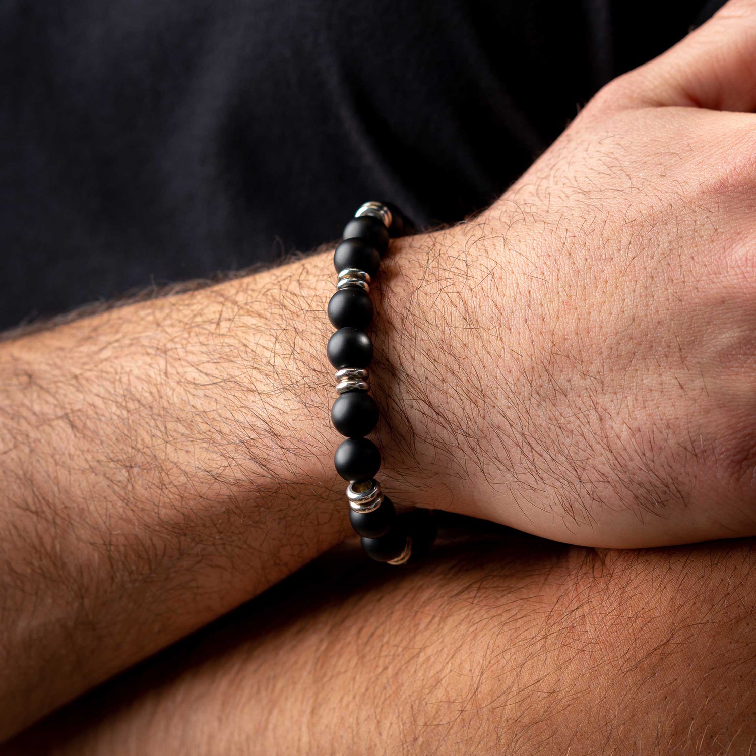 Zwarte Agaat Kralen Armband