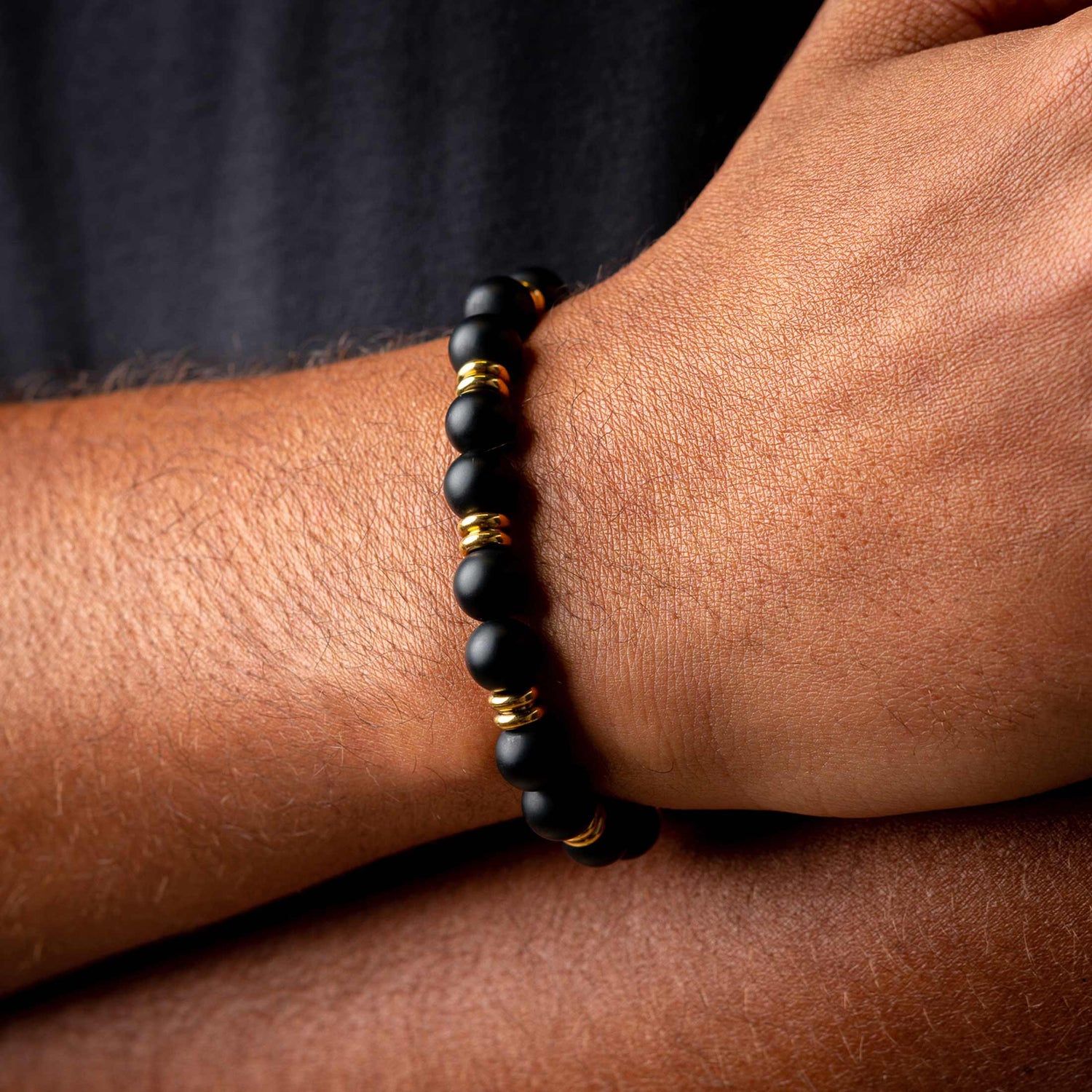Zwarte Agaat Kralen Armband