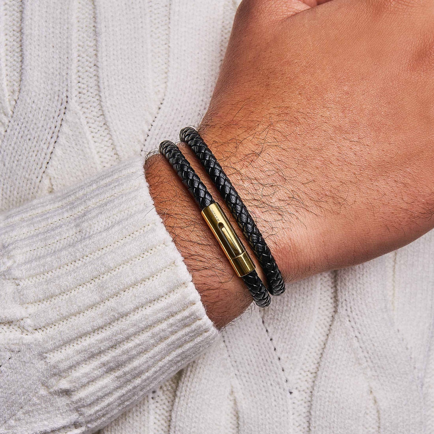 Gevlochten Leren Armband