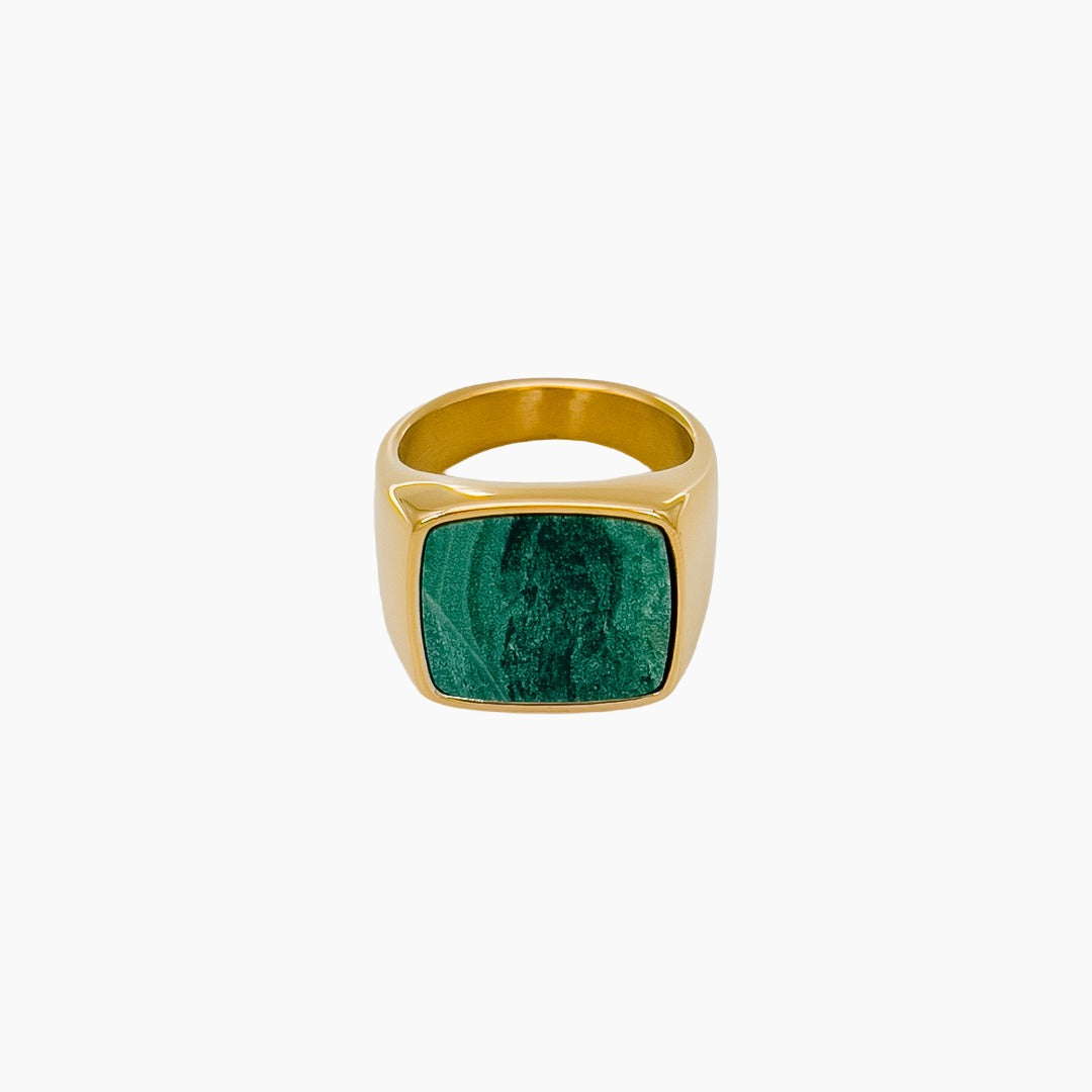 Jade Signet Ring Gold