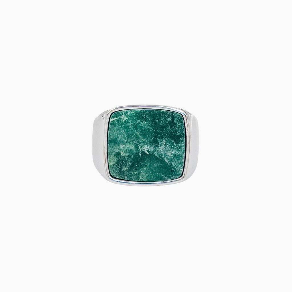 Jade Signet Ring Silver