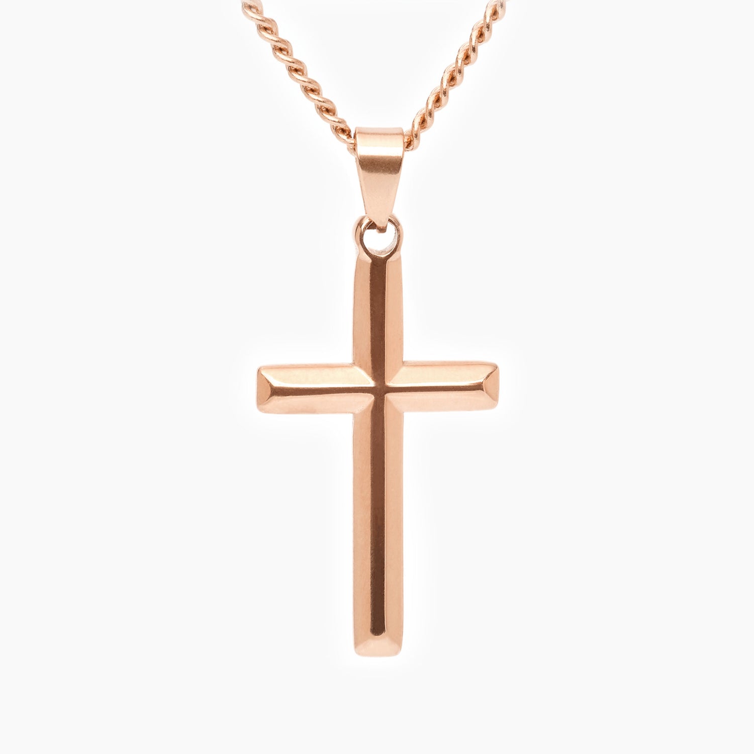 Rosé Gouden Ketting met Kruis Hanger