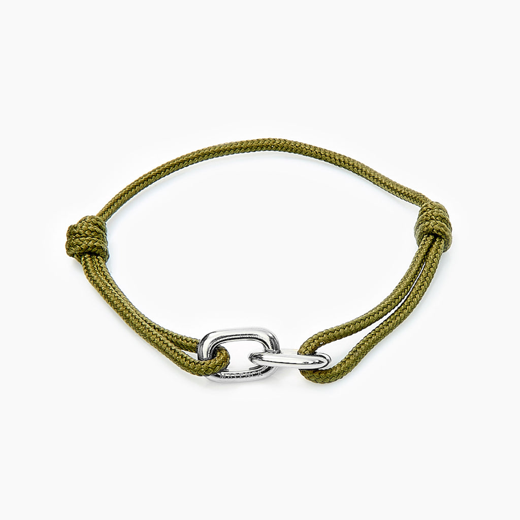 Green Rope Bracelet Silver