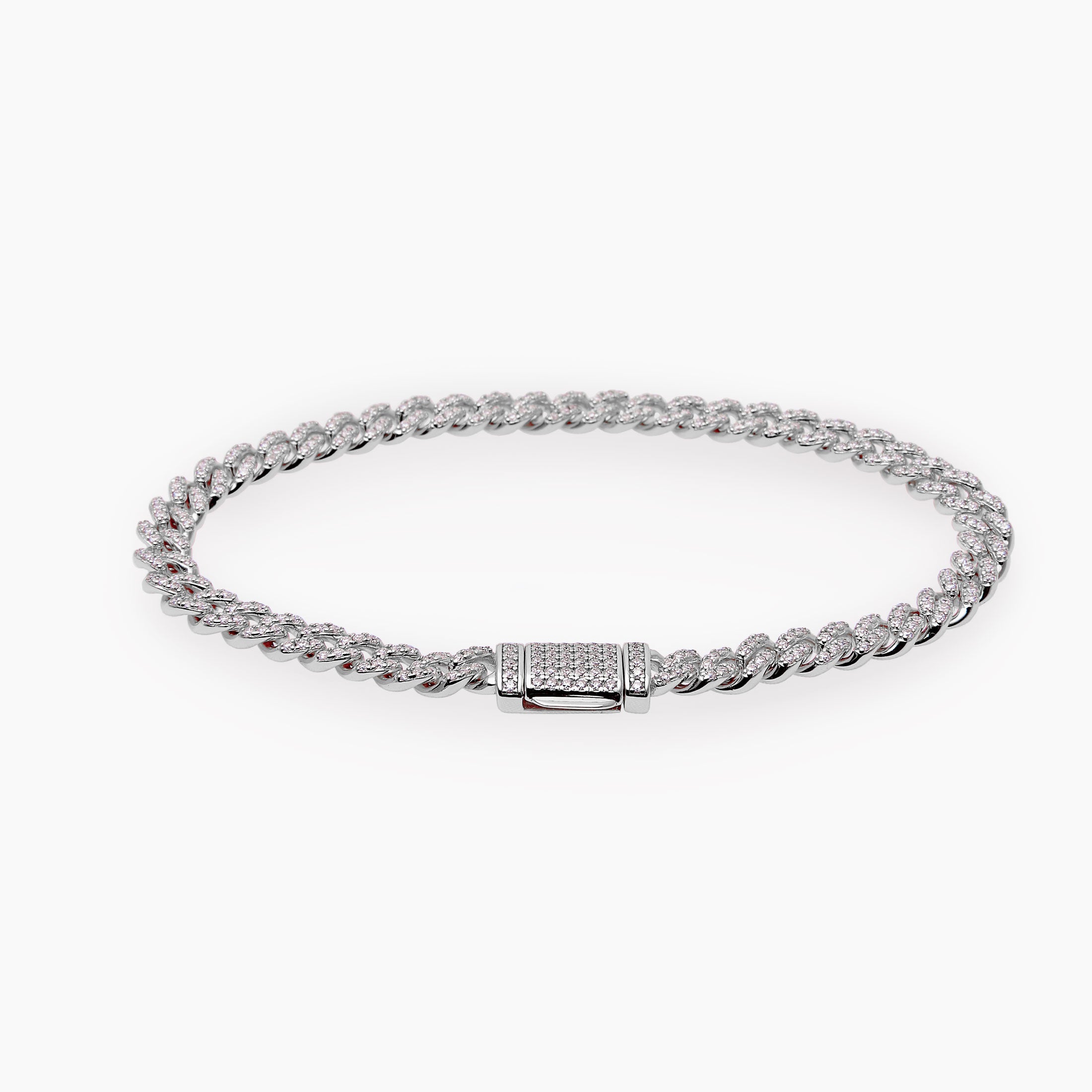 S925 Moissanite Cuban Bracelet Silver