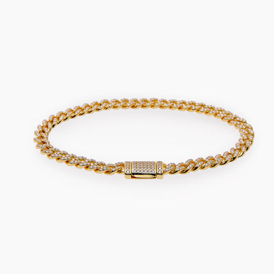 S925 Moissanite Cuban Bracelet Gold